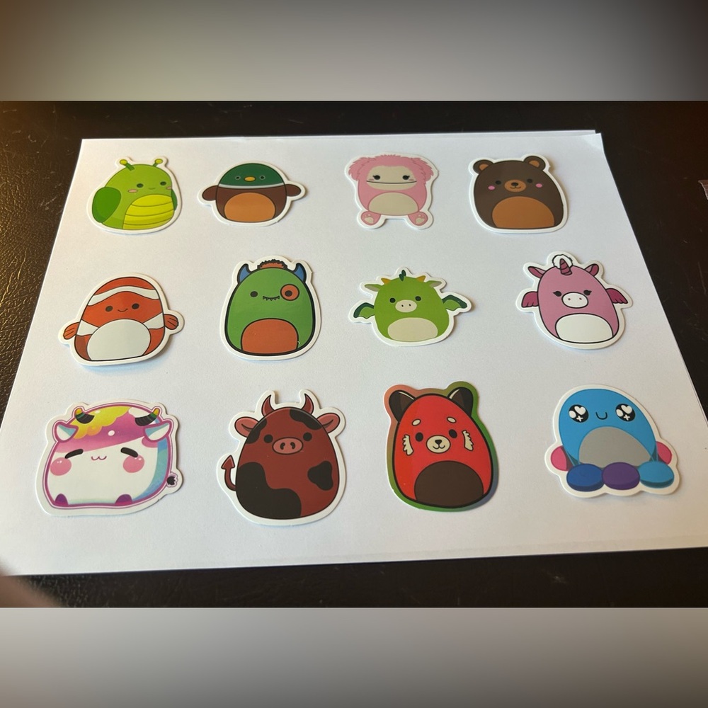 Cute Squishmallow Sticker for Laptops or Water Bottles (Waterproof) - Set of 12